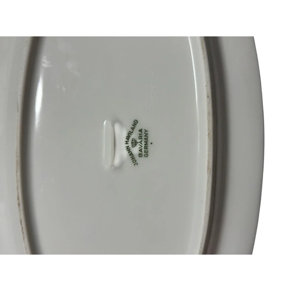 VTG Johann‎ Haviland Bavaria Butter Dish with Lid Floral Blue Scalloped Edge